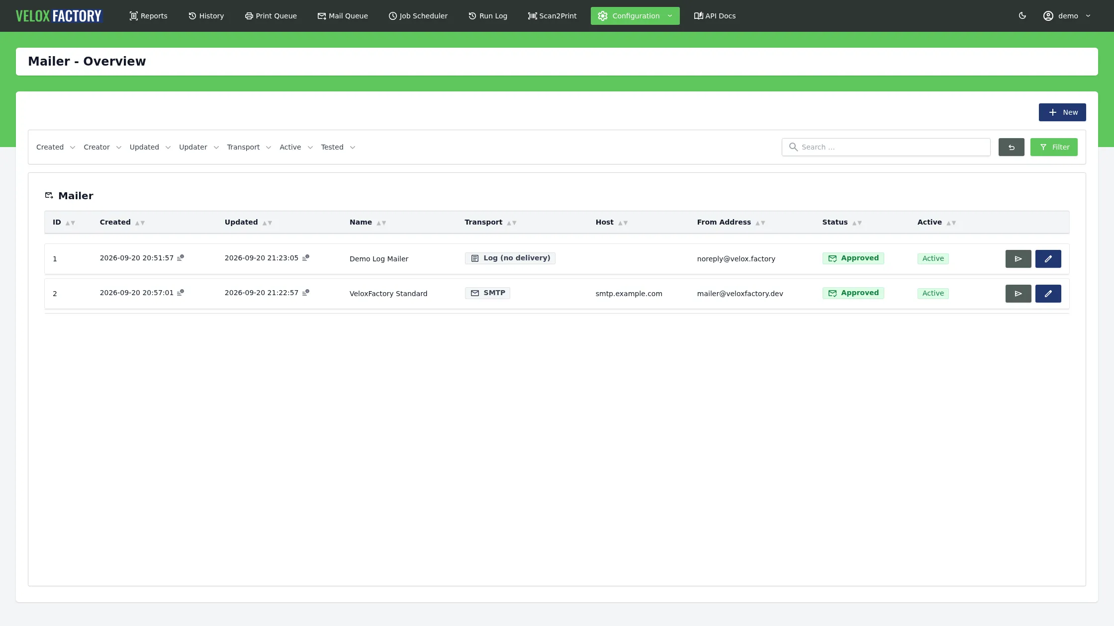 Mailer configuration with rate limits